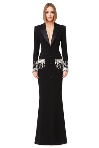 Crystal Sequin Maxi Coat Dress