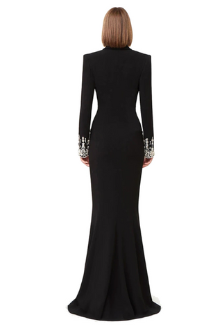 Crystal Sequin Maxi Coat Dress