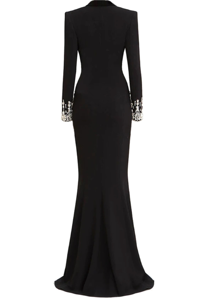 Crystal Sequin Maxi Coat Dress