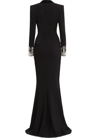 Crystal Sequin Maxi Coat Dress