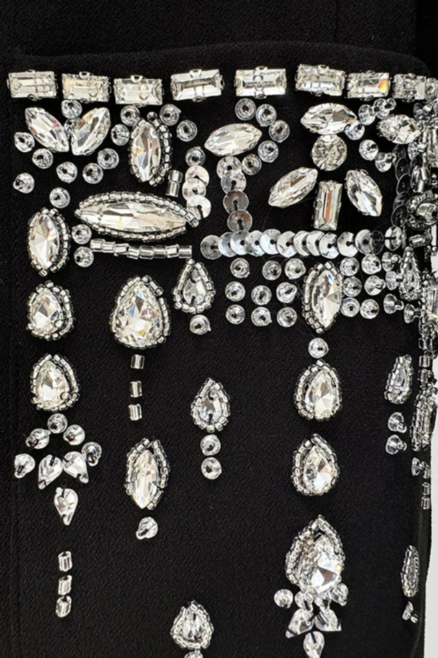 Crystal Sequin Maxi Coat Dress