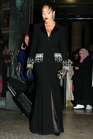 Crystal Sequin Maxi Coat Dress