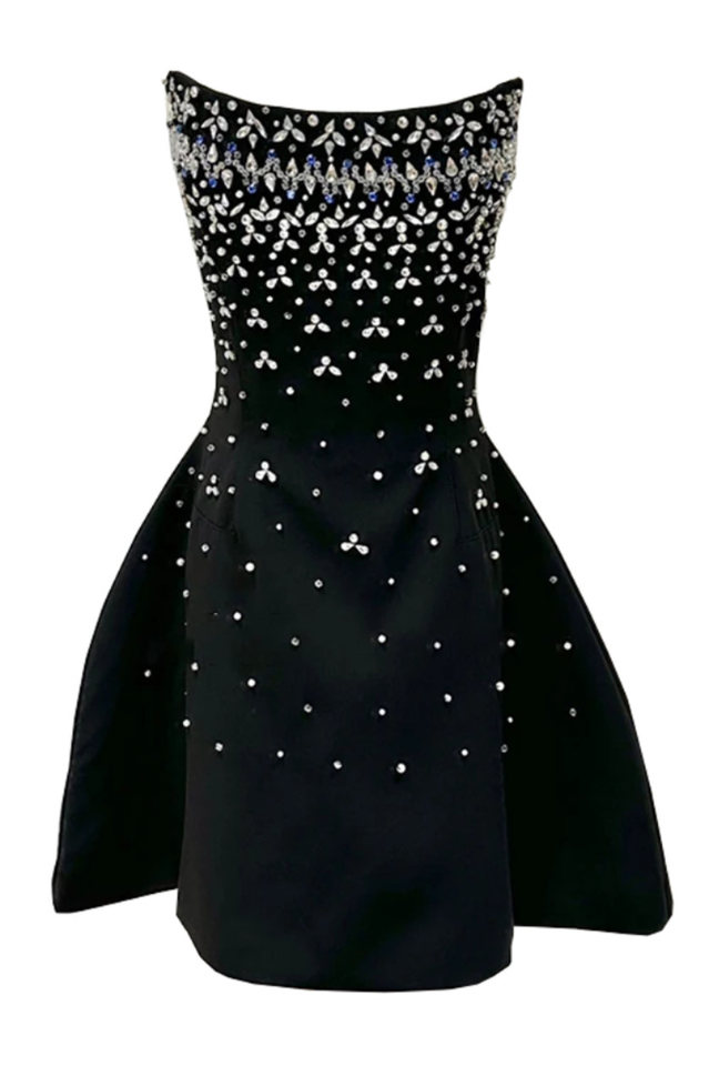 Strapless Crystal A Line Dress
