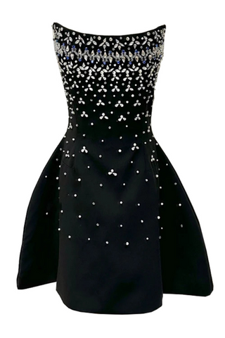 Strapless Crystal A Line Dress