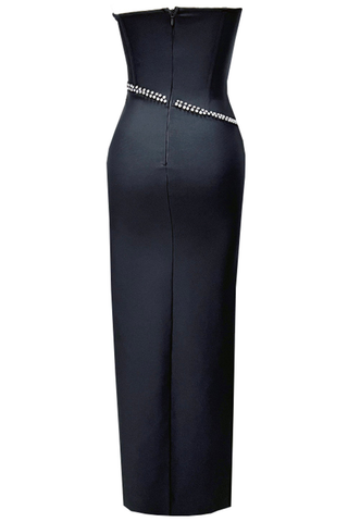 Strapless Crystal Embellished Maxi Dress