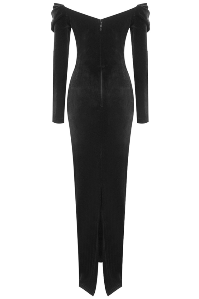 Crystal Corset Maxi Velvet Dress