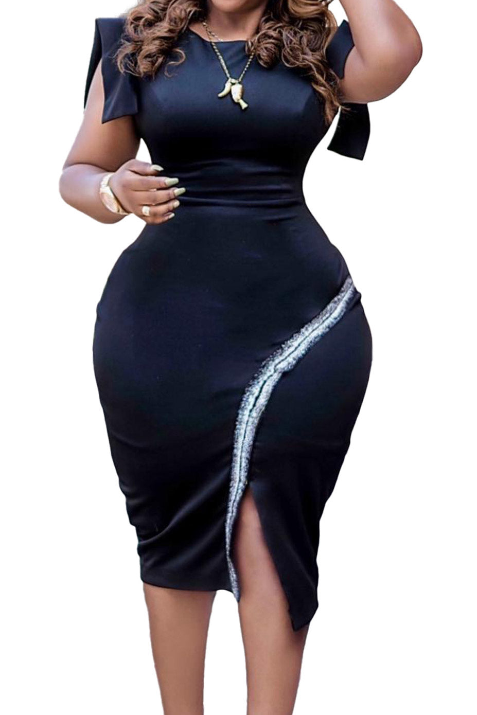 Vestido midi ajustado sin mangas azul real