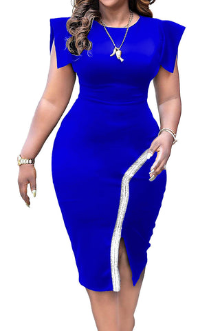 Royal Blue Sleeveless Bodycon Midi Dress