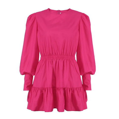 Willow Puff Sleeve Gathered Waist Ruffle Mini Dress