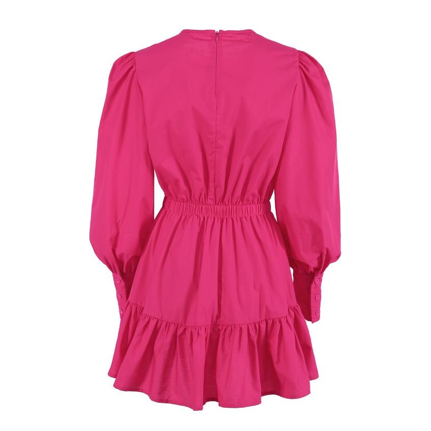 Willow Puff Sleeve Gathered Waist Ruffle Mini Dress