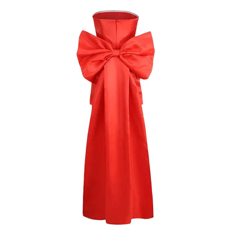 Away to Wonderland Oversized Bow Satin Mini Dress