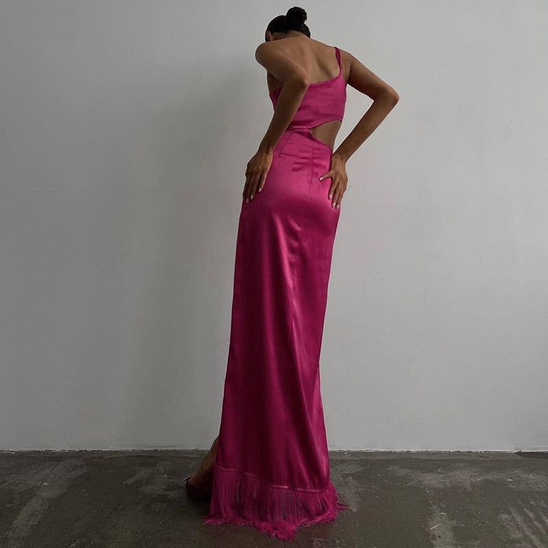 Caprice High Split Satin Maxi Dress