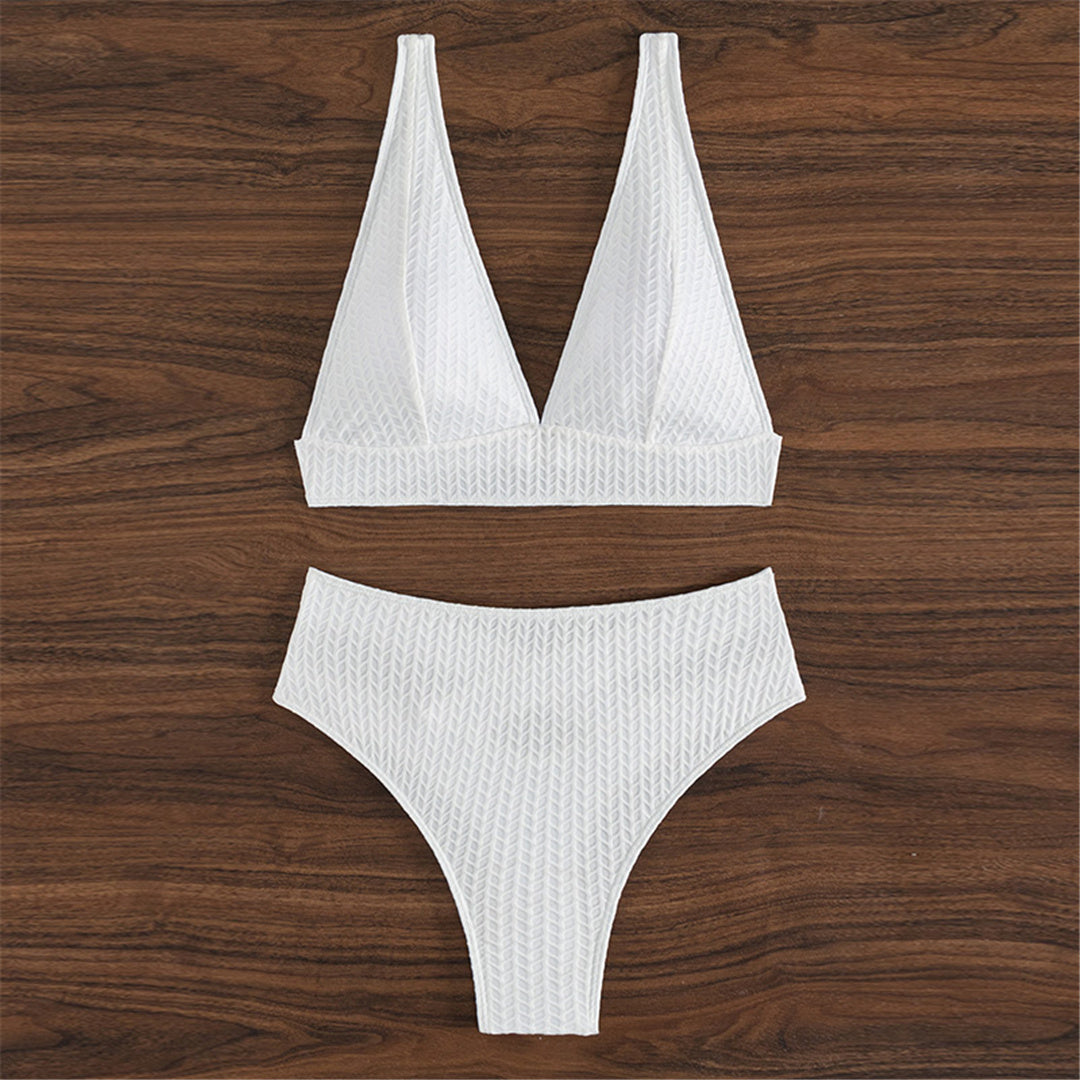 Melissa Wrinkled V Neck High Waist Bikini