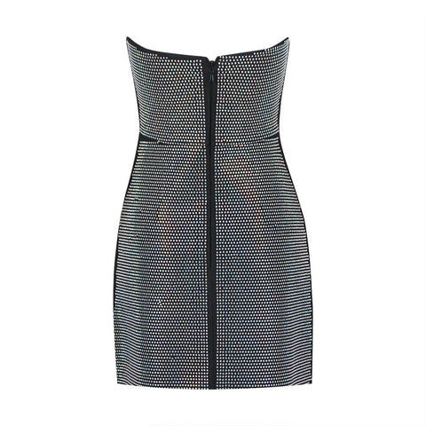 Midnight Haze Rhinestone Bodycon Mini Dress