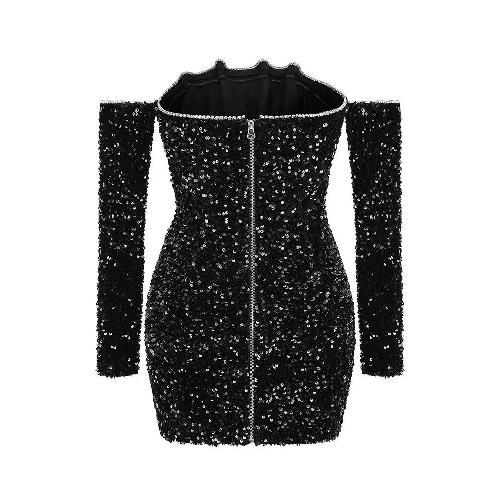 Infatuation Mesh Sequins Mini Dress