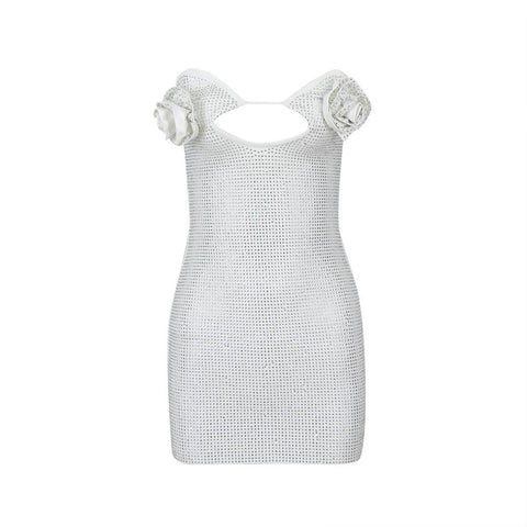 Silver Rose Diamond Mini Dress