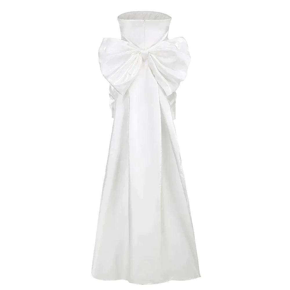 Away to Wonderland Oversized Bow Satin Mini Dress