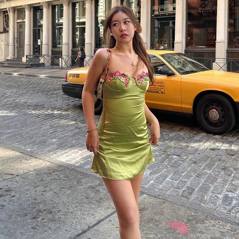 Spring Bling Satin Mini Dress