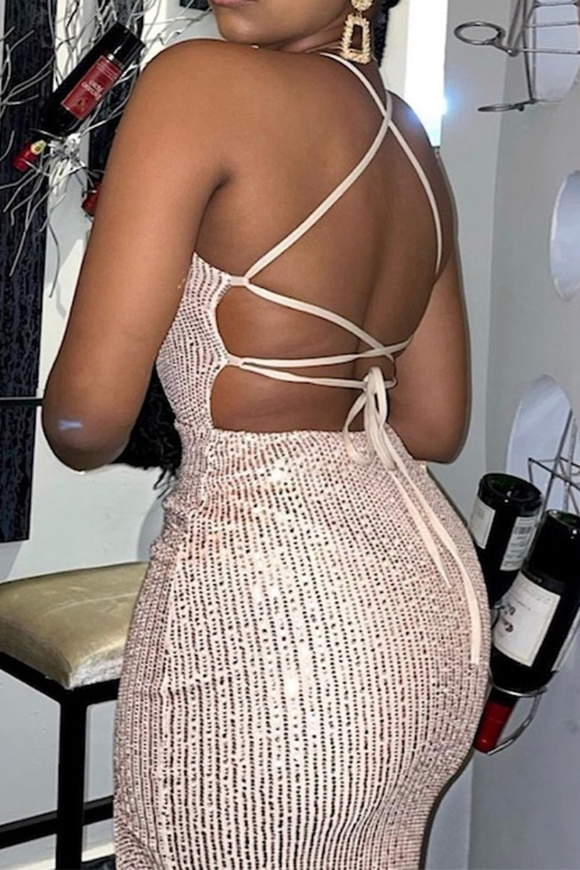 Backless High Split Evening Prom Dress