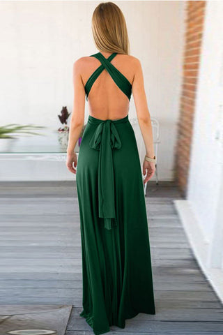 Backless Plunging Evening Dress Prom Gown