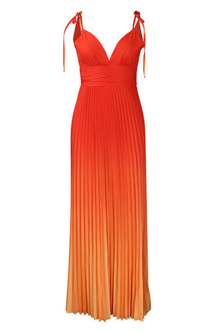 Backless Plunging Gradient Maxi Dress