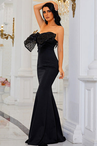 Black Strapless Mermaid Formal  Gown Evening Dress