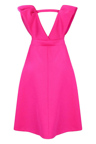 Fuchsia Plunging Cocktail Party Dress