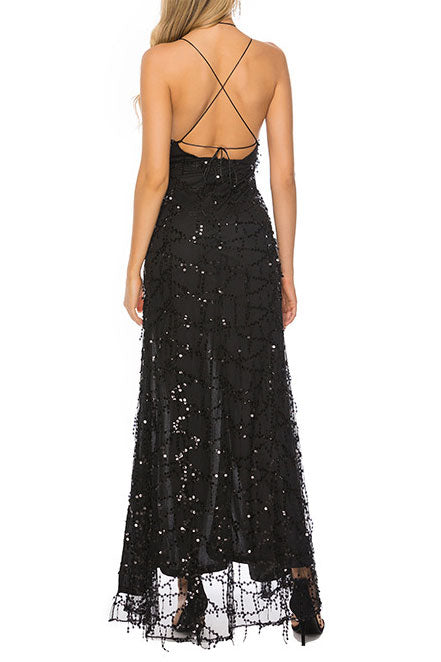 High Split Backless Evening Gown Prom Dress