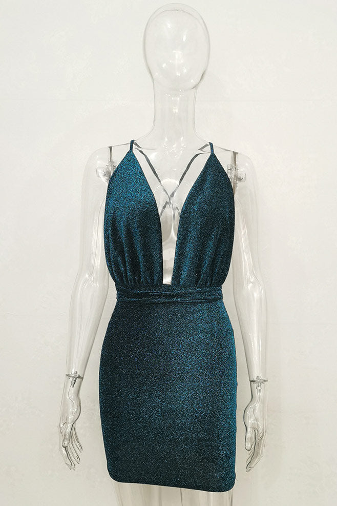 Ink Blue Backless Party Dress