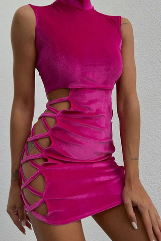 Mini Fuchsia Cut Out Party Dress