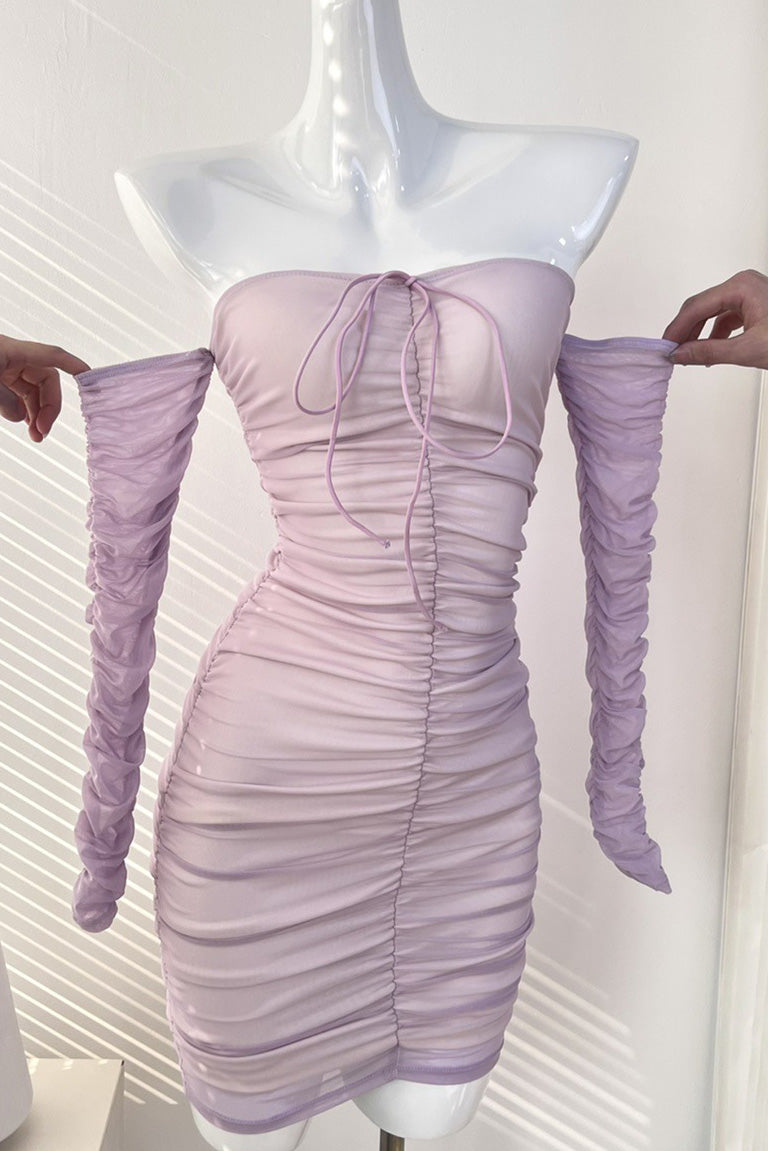 Mini Lilac Off Shoulder Party Homecoming Dress