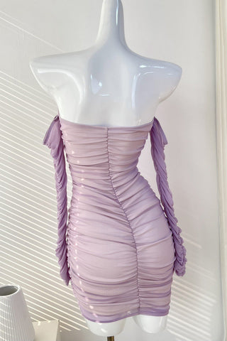 Mini Lilac Off Shoulder Party Homecoming Dress