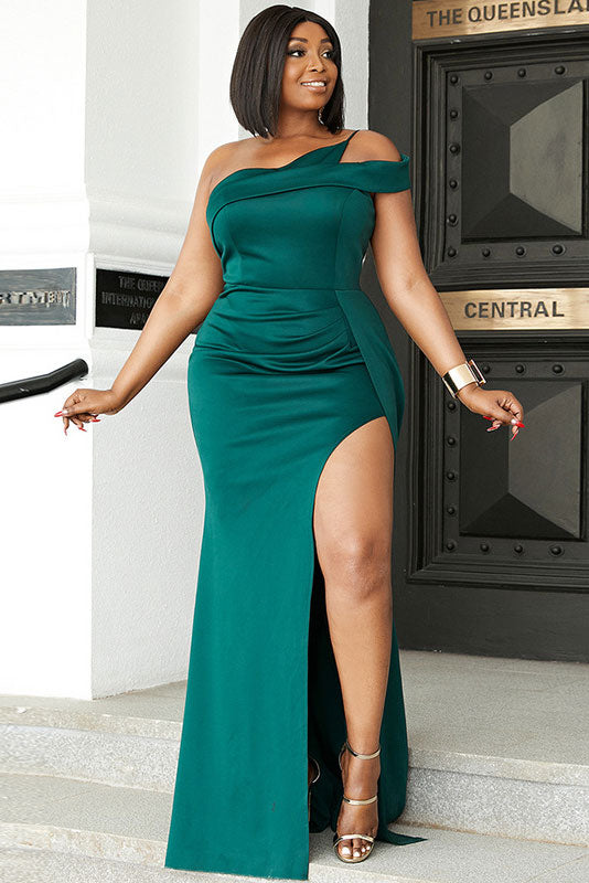 One Shoulder Plus Size Evening Gown Prom Dress