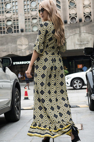 Print Plunging Maxi Dresses