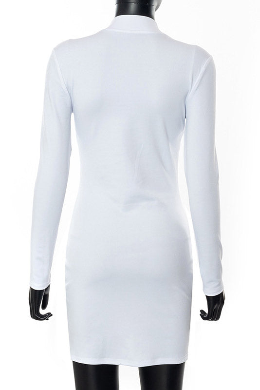 White Long Sleeve Mini Dress