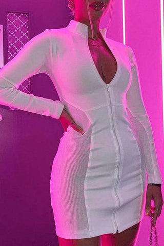 White Long Sleeve Mini Dress