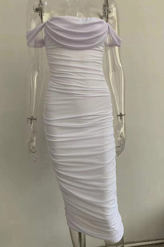 White Off Shoulder Bodycon Party Cocktail Dress