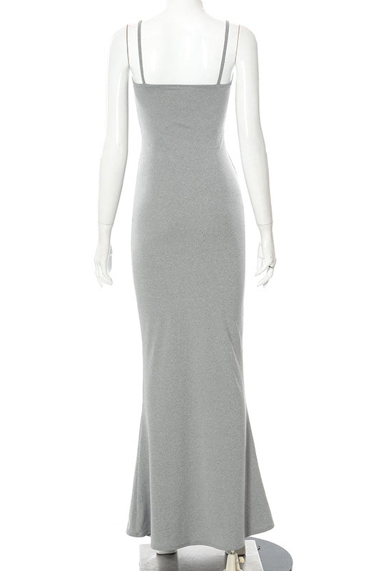 Long Silver Mermaid Sleeveless Dress