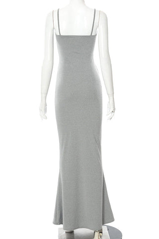 Long Silver Mermaid Sleeveless Dress