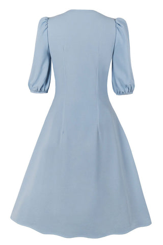 Sky Blue Half Sleeves A-Line Midi Dress