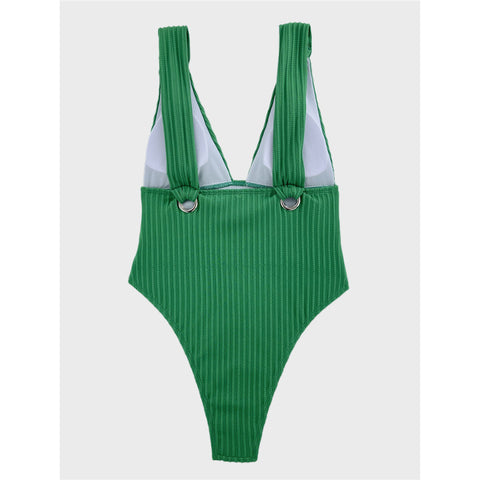 Jill Deep V Neck Ribbed Monokini