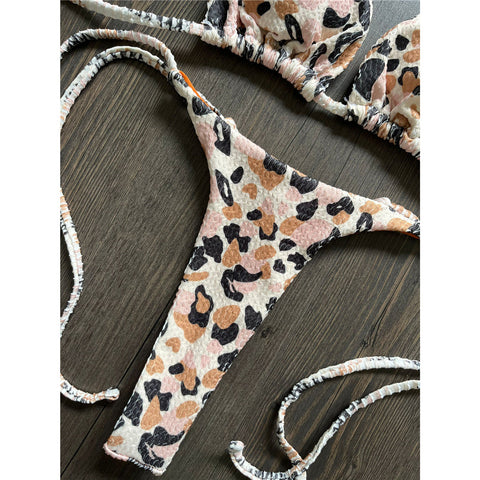 Samantha Printed Mini Micro Thong Halter Bikini