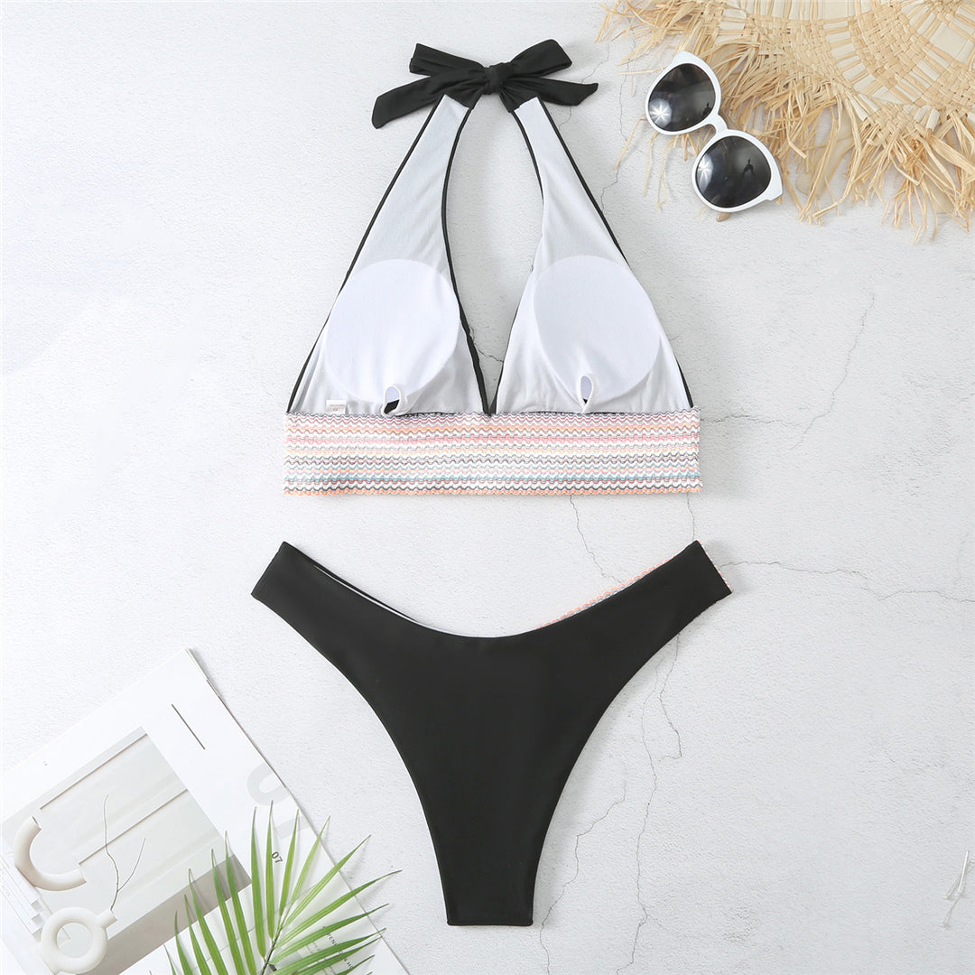 Aimee Splicing Halter V Neck Bikini