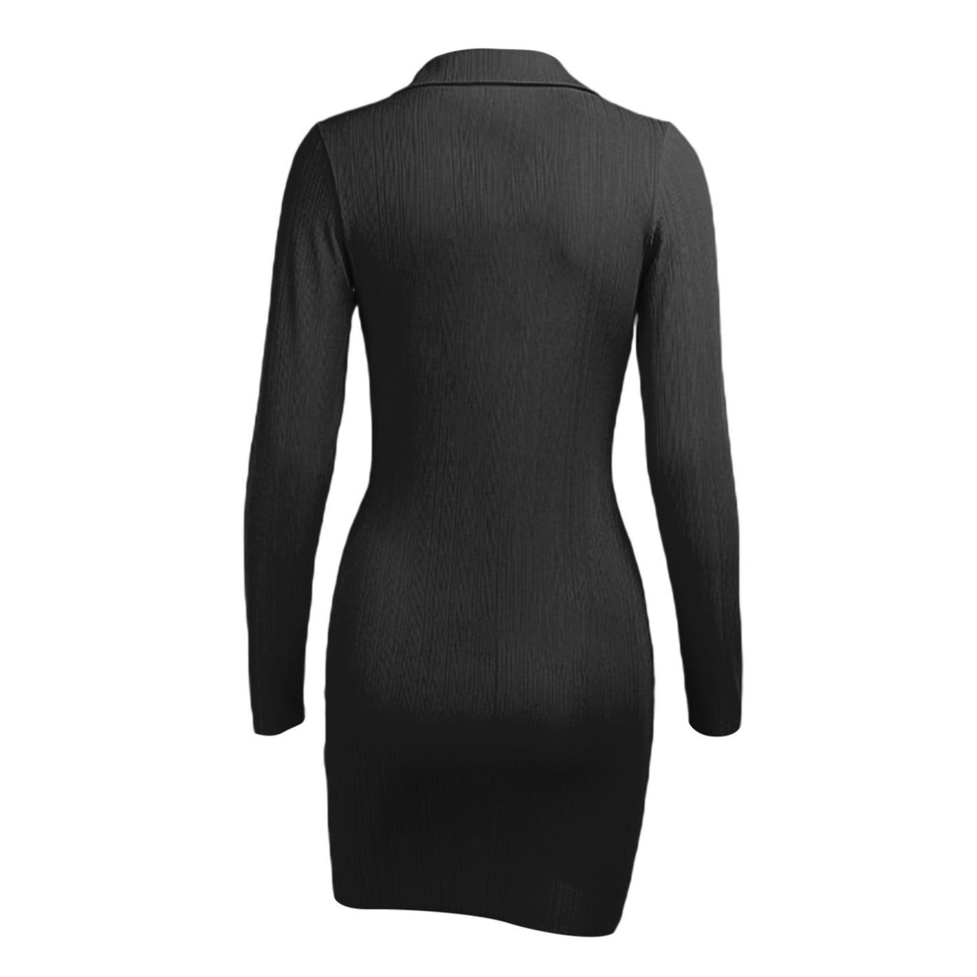 Palm Ribbed Deep V Twist Long Sleeves Mini Dress