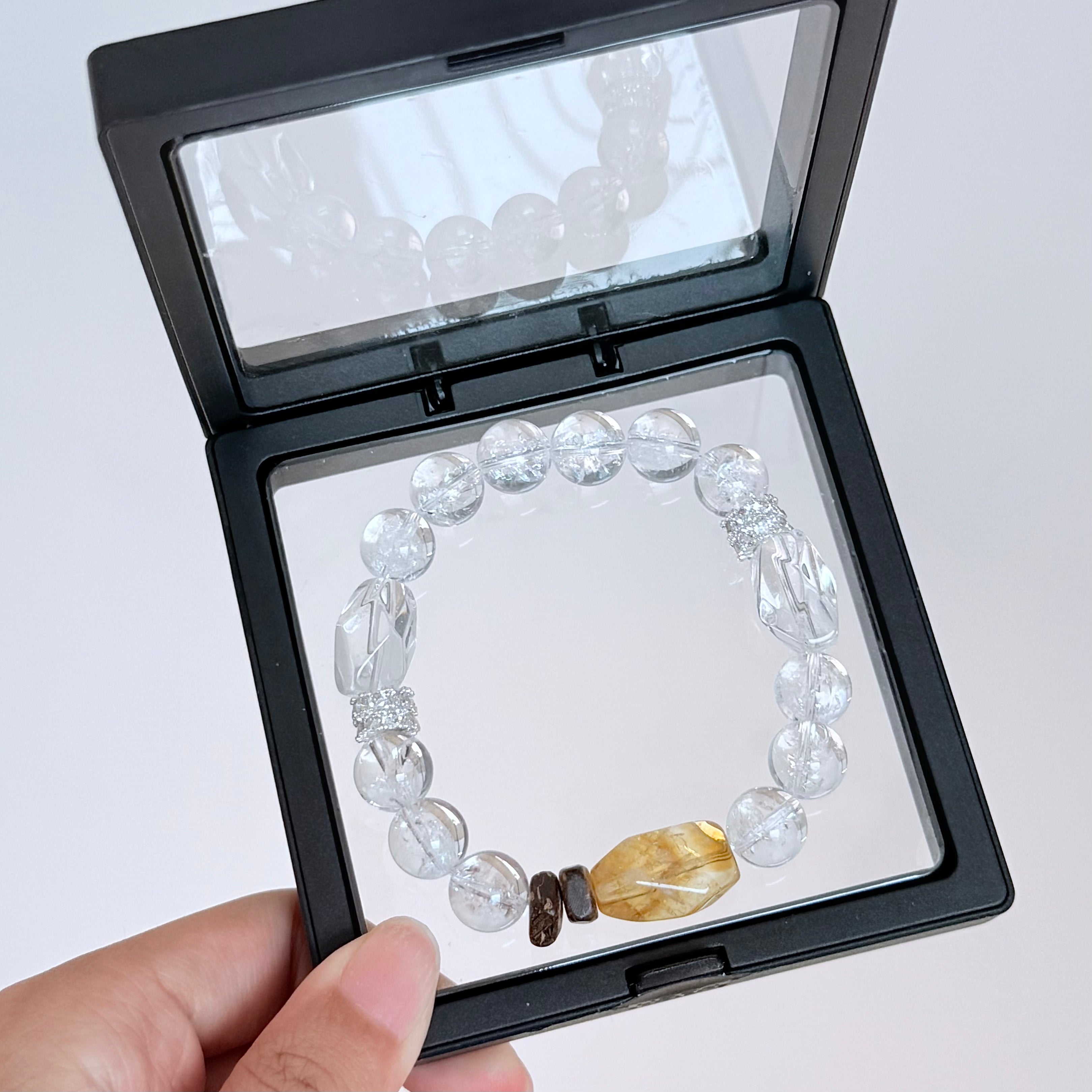 Citrine & Clear Quartz Crystal Bracelet