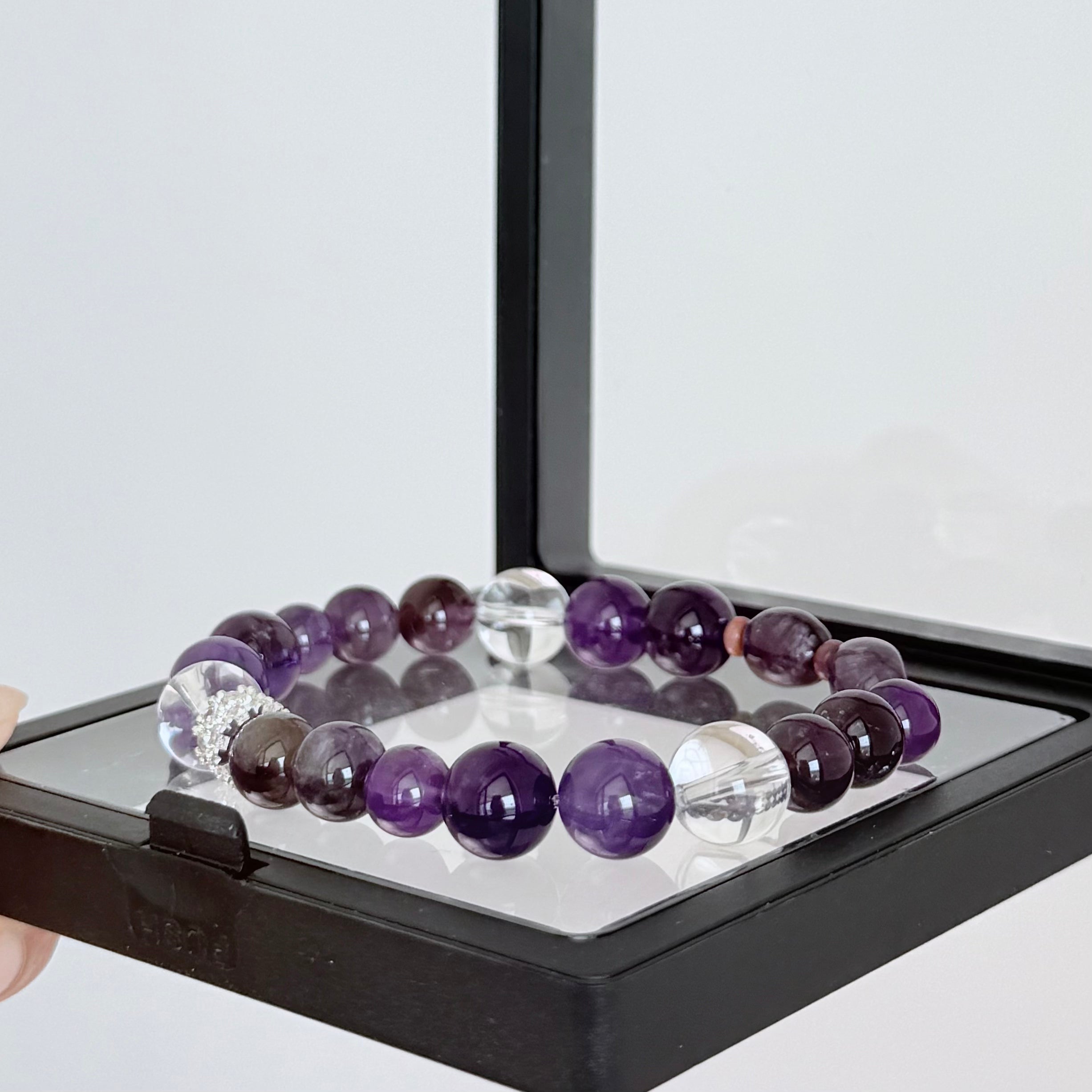 Amethyst & Smoky Quartz Bracelet with Clear Quartz