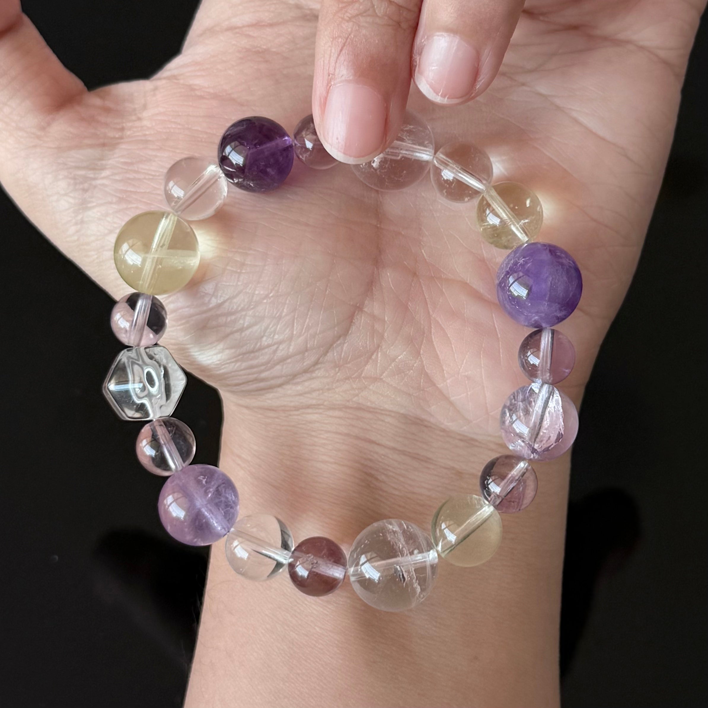 Amethyst, Citrine & Clear Quartz  Bracelet