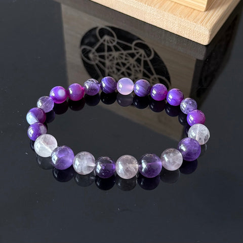 Purple Amethyst & Lavender Quartz Healing Bracelet