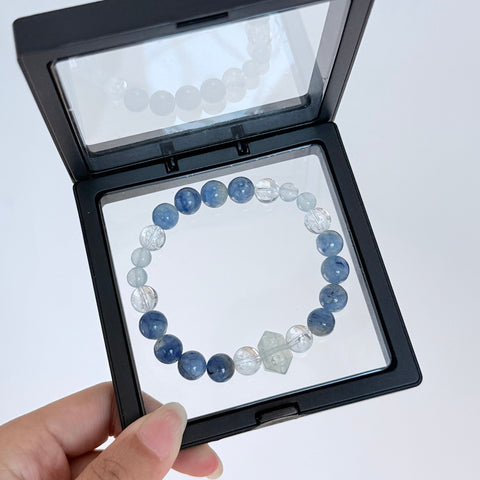 Kyanite, Aquamarine & Clear Quartz Bracelet