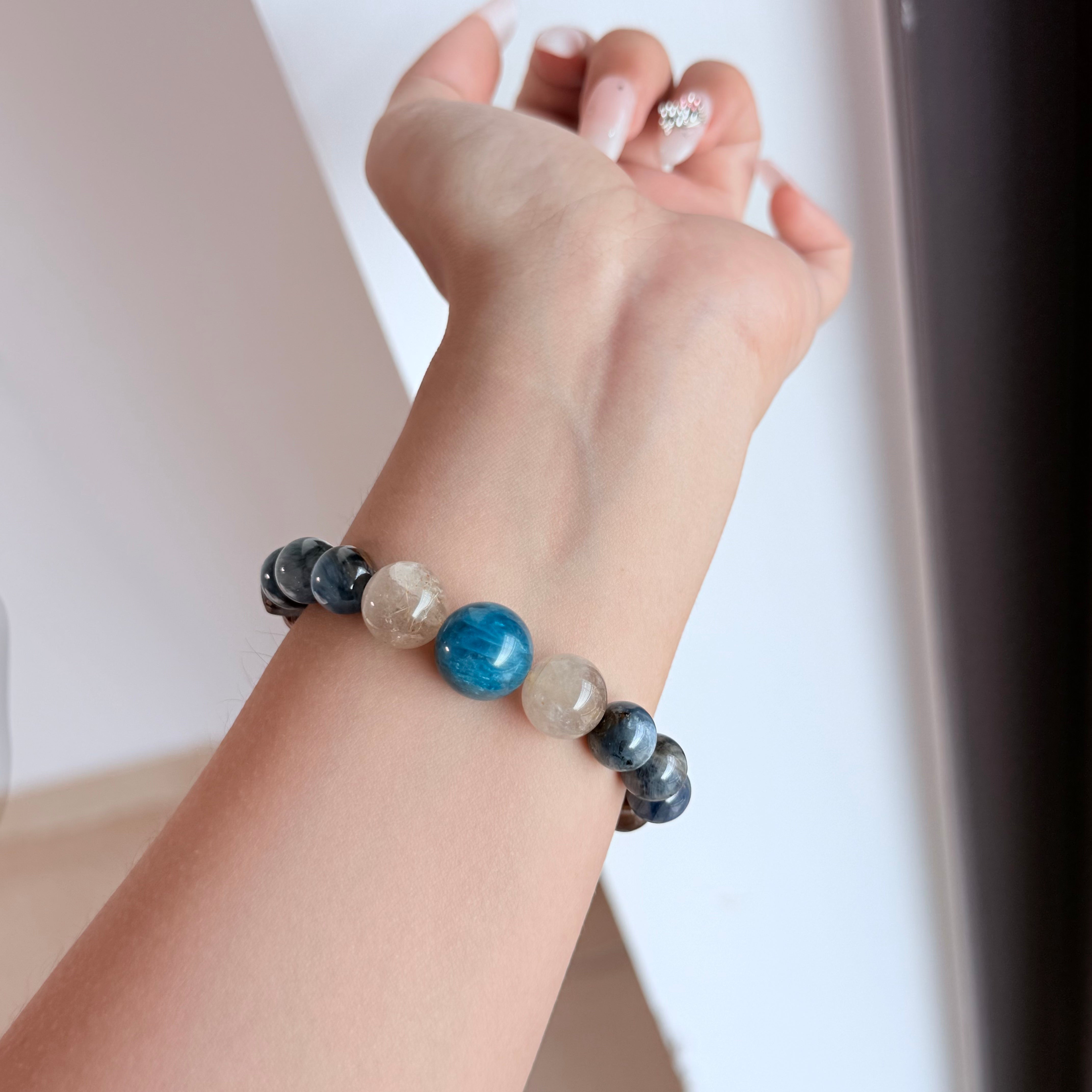 Blue Kyanite, Citrine, Apatite, Tiger's Eye And Moonstone Bracelet